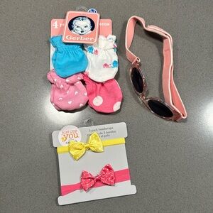 BUNDLE | baby girl accessories | sunglasses, mittens, head bands